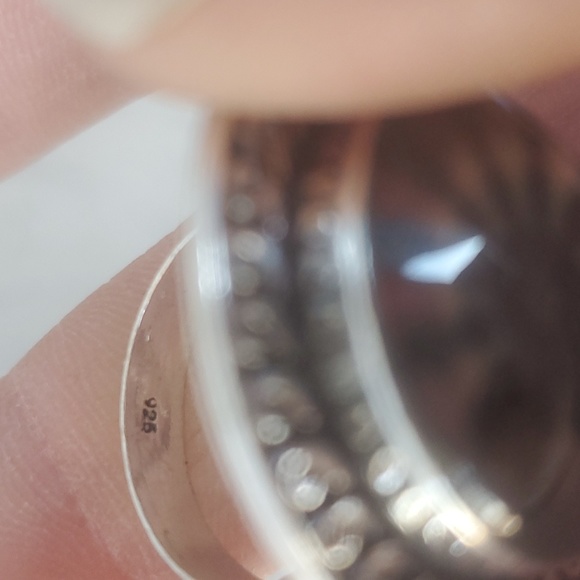 New Art Glass Abstract, Hypnotic, Optical Illusion 925 Silver Ring. - Picture 9 of 10